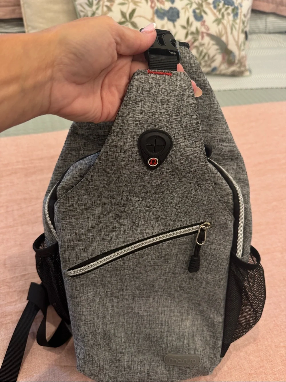 Men's Grey Sling Backpack - Compact Crossbody Daypack